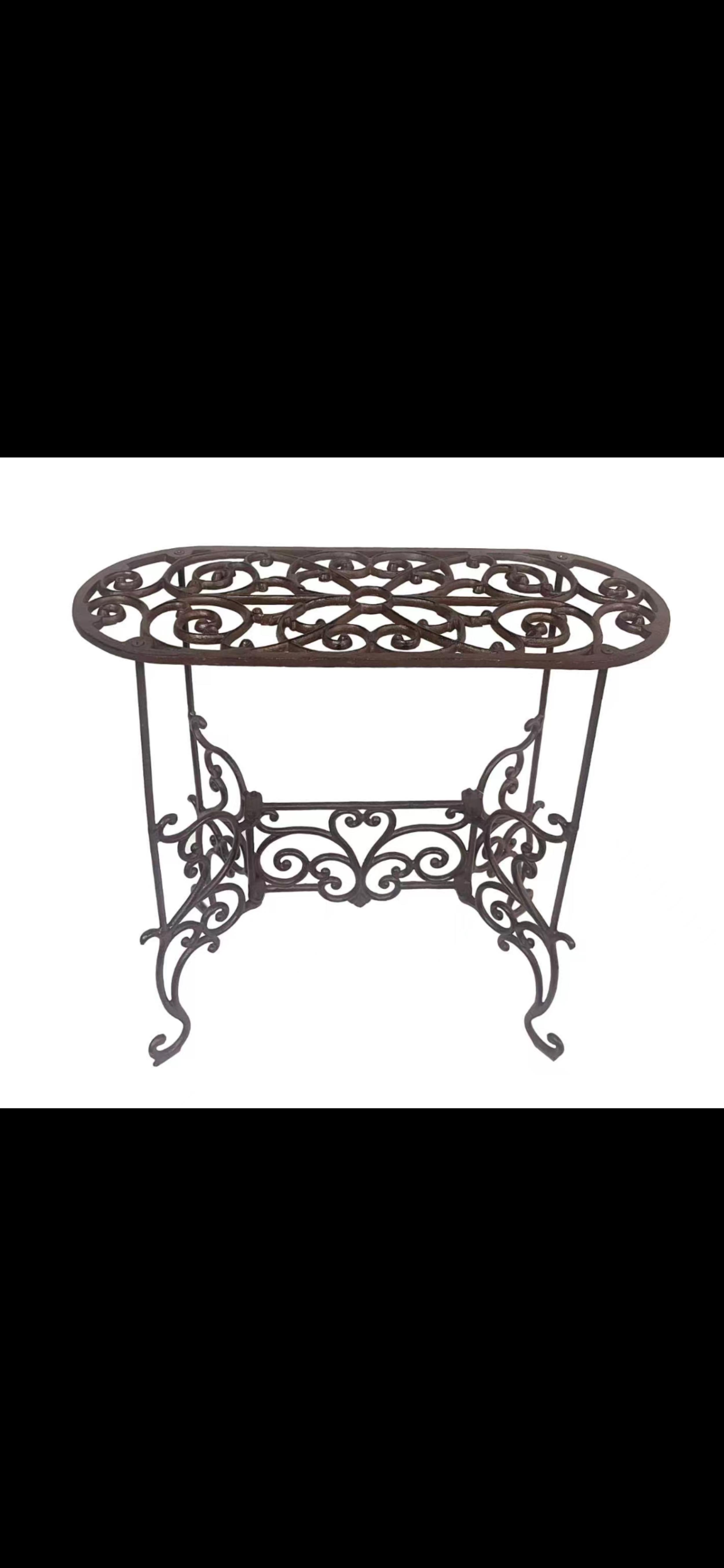 מעמד שולחן ברזל יצוק אליפסה וינטג`